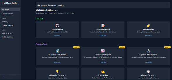 VidTube Studio Dashboard UI